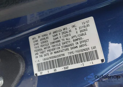 2008 Acura Tl Type S from USA, damaged, VIN 19UUA76558A028796